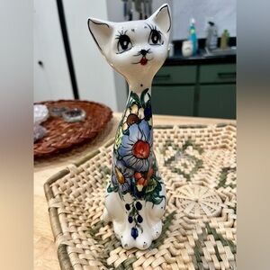 ANDY POLISH ceramic hand painted cat sculpture. Naumburg vintage cat sculpture